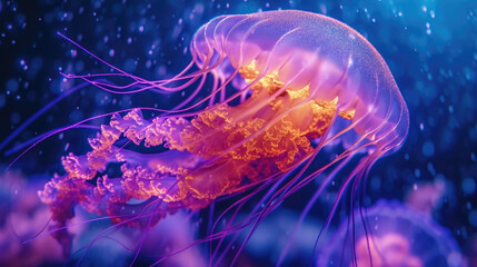 neon jellyfish of bright colors amoled Ai generative