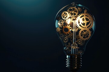 A lightbulb made of gears and cogs, illustrating the mechanics behind innovative ideas - obrazy, fototapety, plakaty