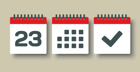 Vector icon page calendar - 23 day, agenda, done