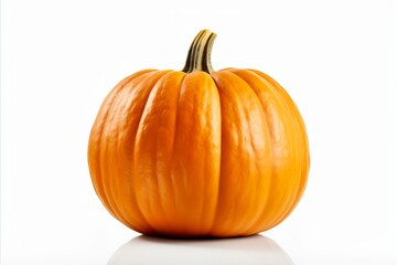 Vibrant orange pumpkin isolated on white background, ideal for halloween or autumn designs