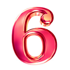 Pink symbol with bevel. number 6