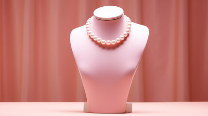 Pearl necklace displayed on figurine torso