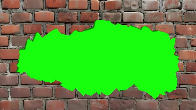 Green Screen Hole on Textured Brick Wall Background
