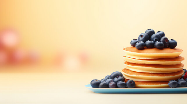 National blueberry pancake day banner template. with lots of empty copy space for text. Generative AI
