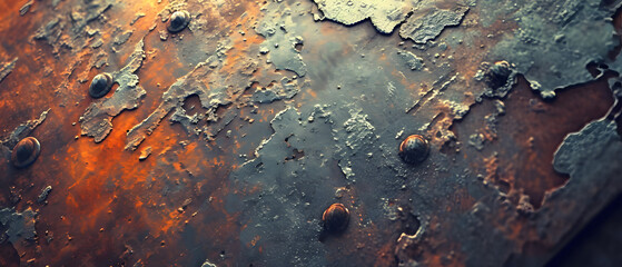 Through the intricate patterns of rust on the metal surface, we are reminded of the beauty and decay of the natural world - obrazy, fototapety, plakaty