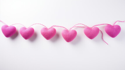 garland of hearts on an isolated white background. decoration for valentine's day