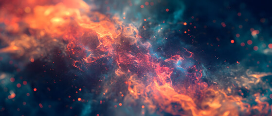 Vibrant hues swirl within a celestial inferno, showcasing the infinite beauty of the cosmos and the chaotic wonder of natural phenomena - obrazy, fototapety, plakaty