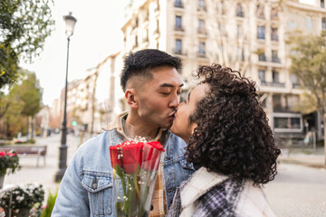 kisses for Valentine's Day in the city