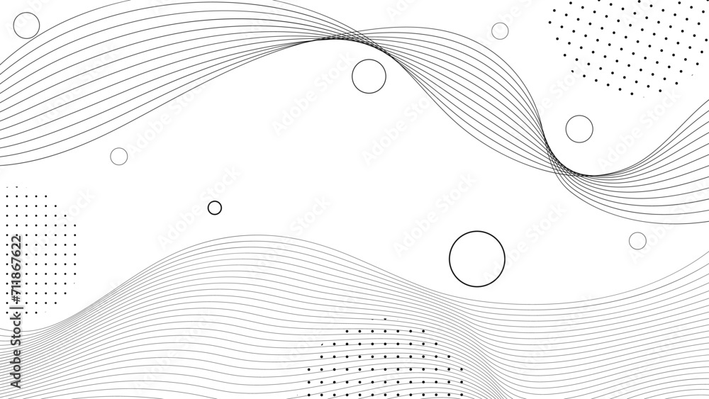 Poster abstract wave and circle background. futuristic wavy geometric shape with digital flowing presentati