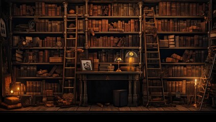 the ideal library with books old style