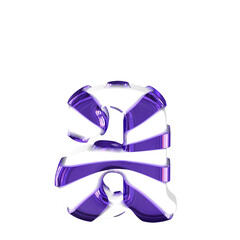 White symbol with thick dark purple straps. letter a