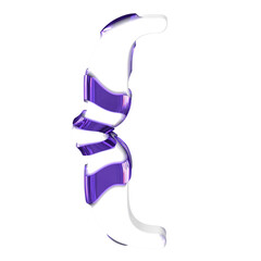 White symbol with thick dark purple straps