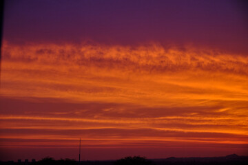 fiery sunset over the city