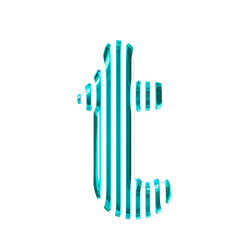 White 3d symbol with turquoise vertical ultra thin straps. letter t