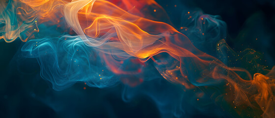 Captivating swirls of hazy smoke dance in the light, creating an abstract and mysterious scene