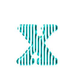 White 3d symbol with turquoise vertical ultra thin straps. letter x
