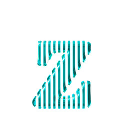 White 3d symbol with turquoise vertical ultra thin straps. letter z