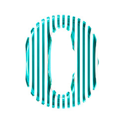 White 3d symbol with turquoise vertical ultra thin straps. number 0
