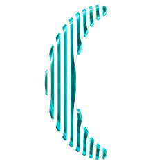 White 3d symbol with turquoise vertical ultra thin straps