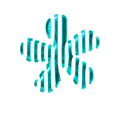 White 3d symbol with turquoise vertical ultra thin straps