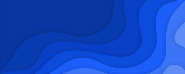 Abstract bright light and dark blue wavy shapes paper cut background. Elegant 3d layered illustration, water waves concept for banner, wallpaper, trendy cutout cover