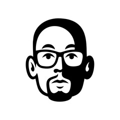 Man face in black, face silhouette for logo, man icon