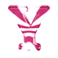 White symbol with thick pink straps. letter y