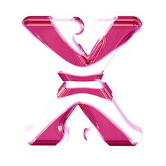 White symbol with thick pink straps. letter x