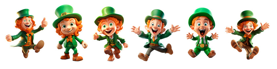 Leprechauns with money . Dwarves with money. Heroes of St. Patrick's Day. Luck, winnings, St. Patrick's Day lottery. Clipart on a transparent background - obrazy, fototapety, plakaty
