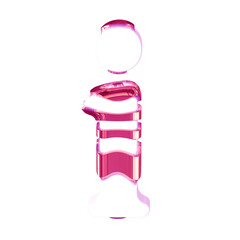 White symbol with thick pink straps. letter i