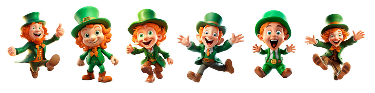 Leprechauns with money . Dwarves with money. Heroes of St. Patrick's Day. Luck, winnings, St. Patrick's Day lottery. Clipart on a transparent background