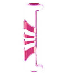 White symbol with thick pink straps