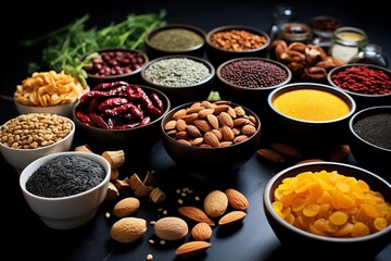 Healthy food for fitness, for health. Fruits, vegetables, beans, nuts. Healthy, fitness nutrition concept