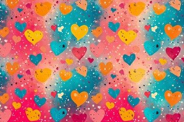 Abstract colorful seamless holiday pattern of hearts for valentine's day decorating. Concept of wedding, love anniversary or Valentine's day celebtation