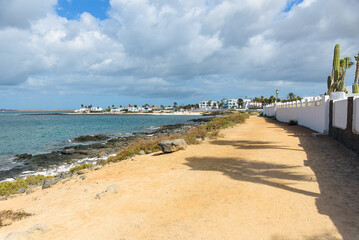 Coast walk path in Corralejo on Fuerteventura