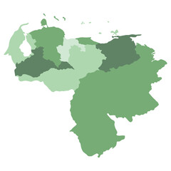 Venezuela map. Map of Venezuela in mains regions in multicolor
