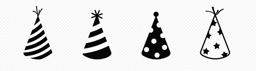 Festive party hats sketch. Cones with stripes and circles for joyful birthday and holiday from bright carnival vector paper