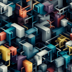 Seamless abstract geometric background with 3d cubes.