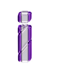 Purple symbol with silver straps. top view. letter i