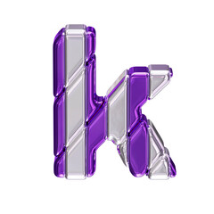 Purple symbol with silver straps. top view. letter k