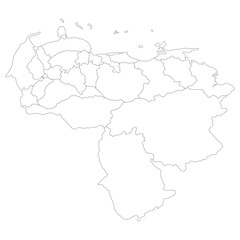 Venezuela map. Map of Venezuela in administrative provinces in white color