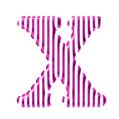 White symbol with purple vertical ultra thin straps. letter x