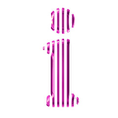 White symbol with purple vertical ultra thin straps. letter i