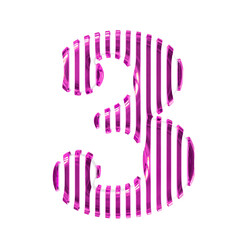 White symbol with purple vertical ultra thin straps. number 3