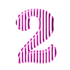 White symbol with purple vertical ultra thin straps. number 2