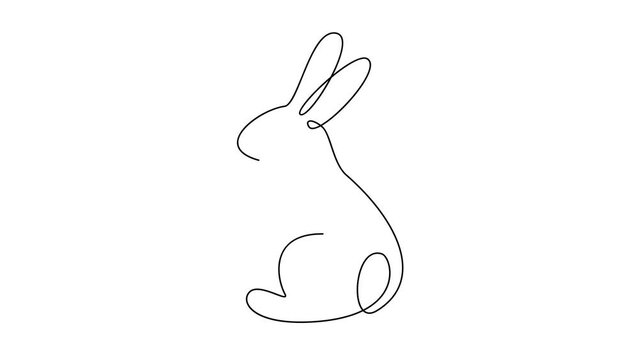 Easter bunny animation, rabitt continous one line hand drawing