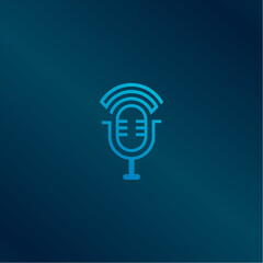 Podcast logo. The microphone icon. Podcast radio icon. Studio microphone with webcast.