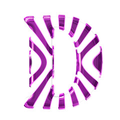 White symbol with purple thin straps. letter d
