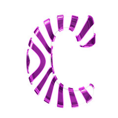 White symbol with purple thin straps. letter c