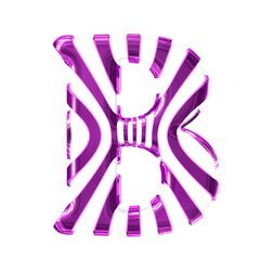 White symbol with purple thin straps. letter b